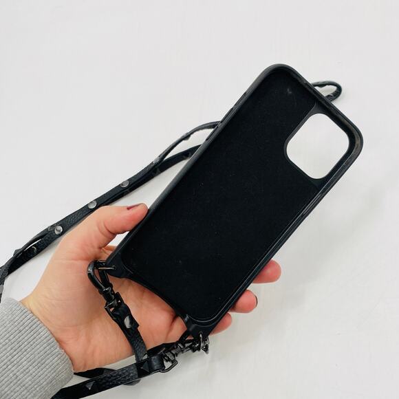 Bandolier sarah black leather studded strap phone case crossbody - Picture 4 of 5